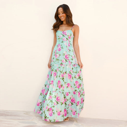 Damen Maxi Kleid mit floralen Mustern EB