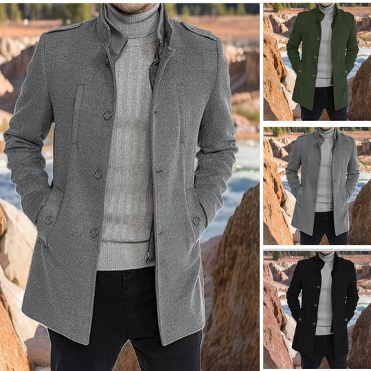 Herren modischer Überzieh-Mantel mit praktischen Taschen EB
