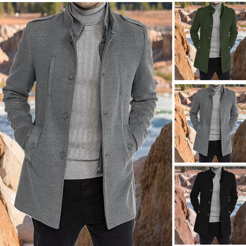 Herren modischer Überzieh-Mantel mit praktischen Taschen EB