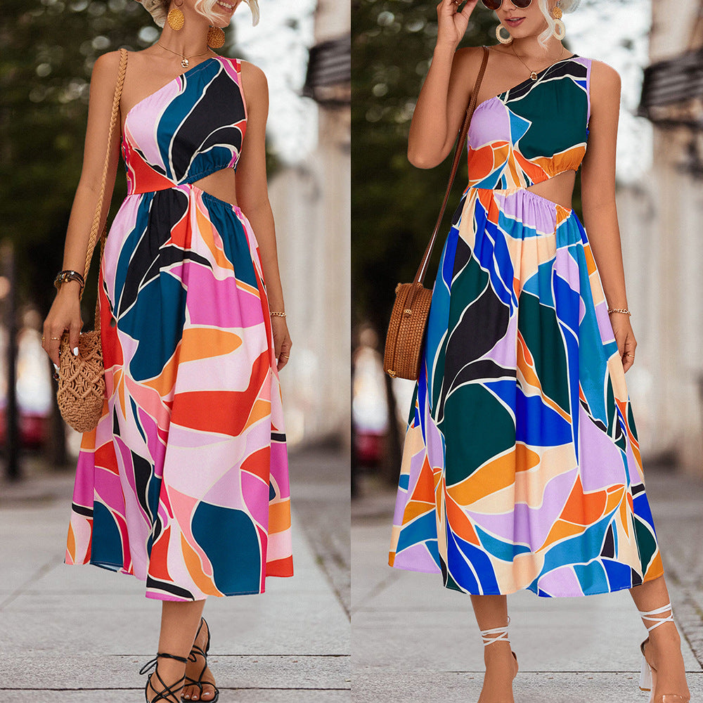 Damen Sommerliches Blumenkleid mit voluminösen Rüschendetails und komfortablem Schnitt EB