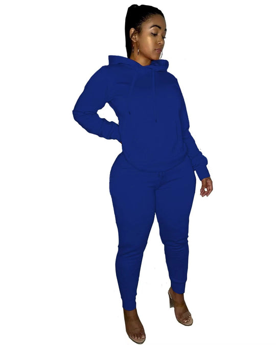 Damen nan tailliertes Hoodie- und Jogginghose-Set mit Kängurutasche, hohem Komfortbund und gerippten Knöchelbündchen EB