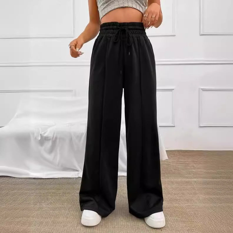 Damen Elegante und bequeme Freizeithose mit elastischem Bund und weitem Bein EB