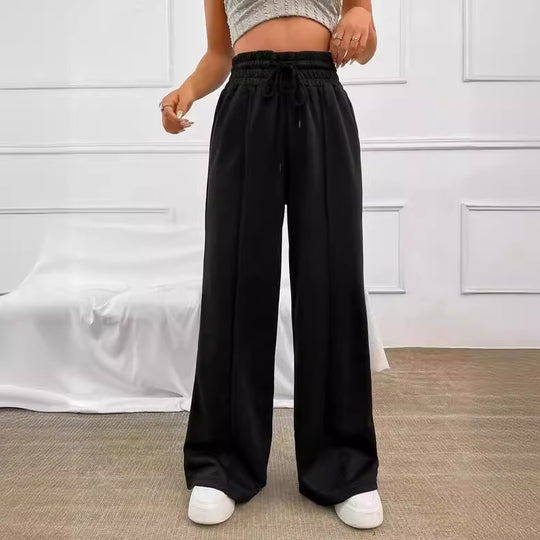 Damen Elegante und bequeme Freizeithose mit elastischem Bund und weitem Bein EB