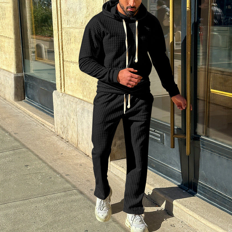 Herren Sportlicher Fleeceanzug mit modernem Strukturdesign und praktischer Kapuze EB
