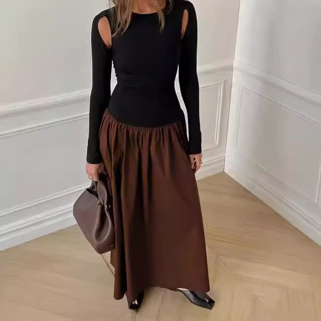 Damen Elegantes Maxikleid mit Off-Shoulder-Ärmeln EB