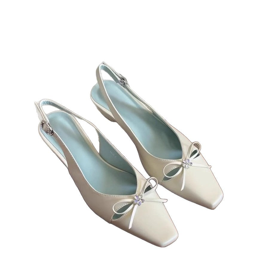 Damen Slingback-Pumps mit eleganter Schleifenverzierung und komfortablem Blockabsatz EB