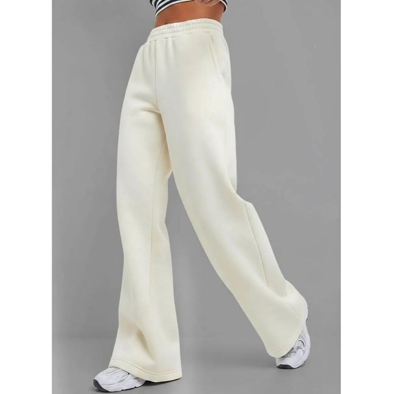 Damen nan fließende Palazzo-Loungehose mit extra weitem Bein elastischem Komfortbund und dezenten Eingrifftaschen EB