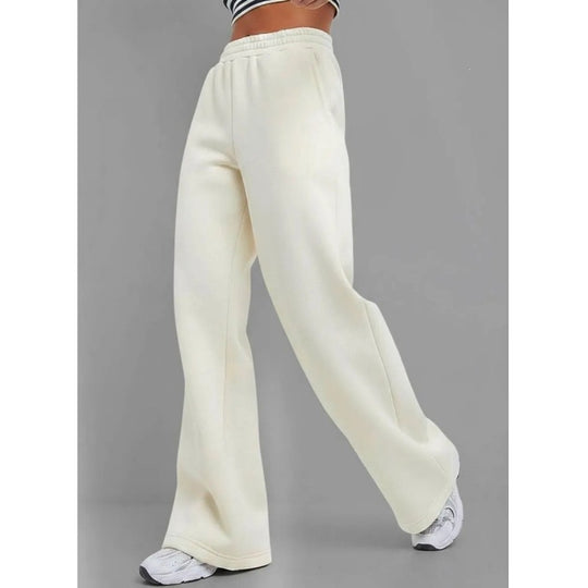 Damen nan fließende Palazzo-Loungehose mit extra weitem Bein elastischem Komfortbund und dezenten Eingrifftaschen EB