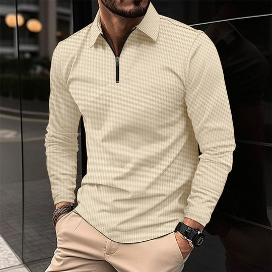 Herren Langarmshirt mit modernem Reißverschluss und strukturiertem Design EB