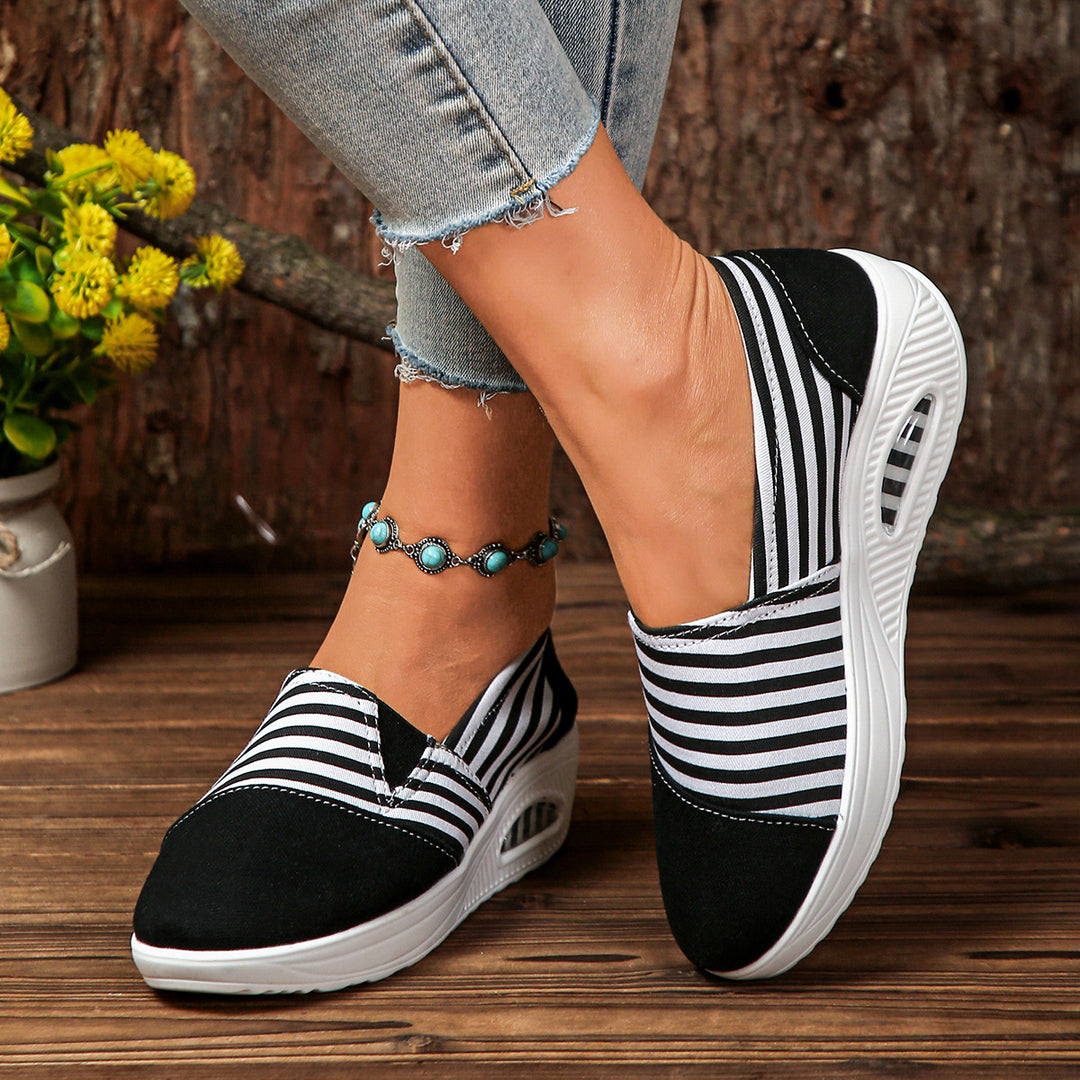Damen Komfortable Freizeit-Sneaker mit modischem Streifenmuster EB