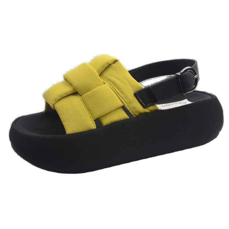 Damen modische Plateau-Sandalen mit elegantem Kreuzriemen und komfortablem Fußbett EB