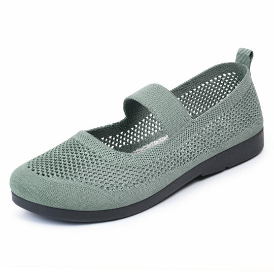 Damen Strick-Ballerinas mit elastischem Riemen EB