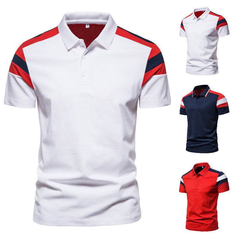 Herren Poloshirt mit modernem Farbblockdesign und atmungsaktiver Baumwollmischung EB