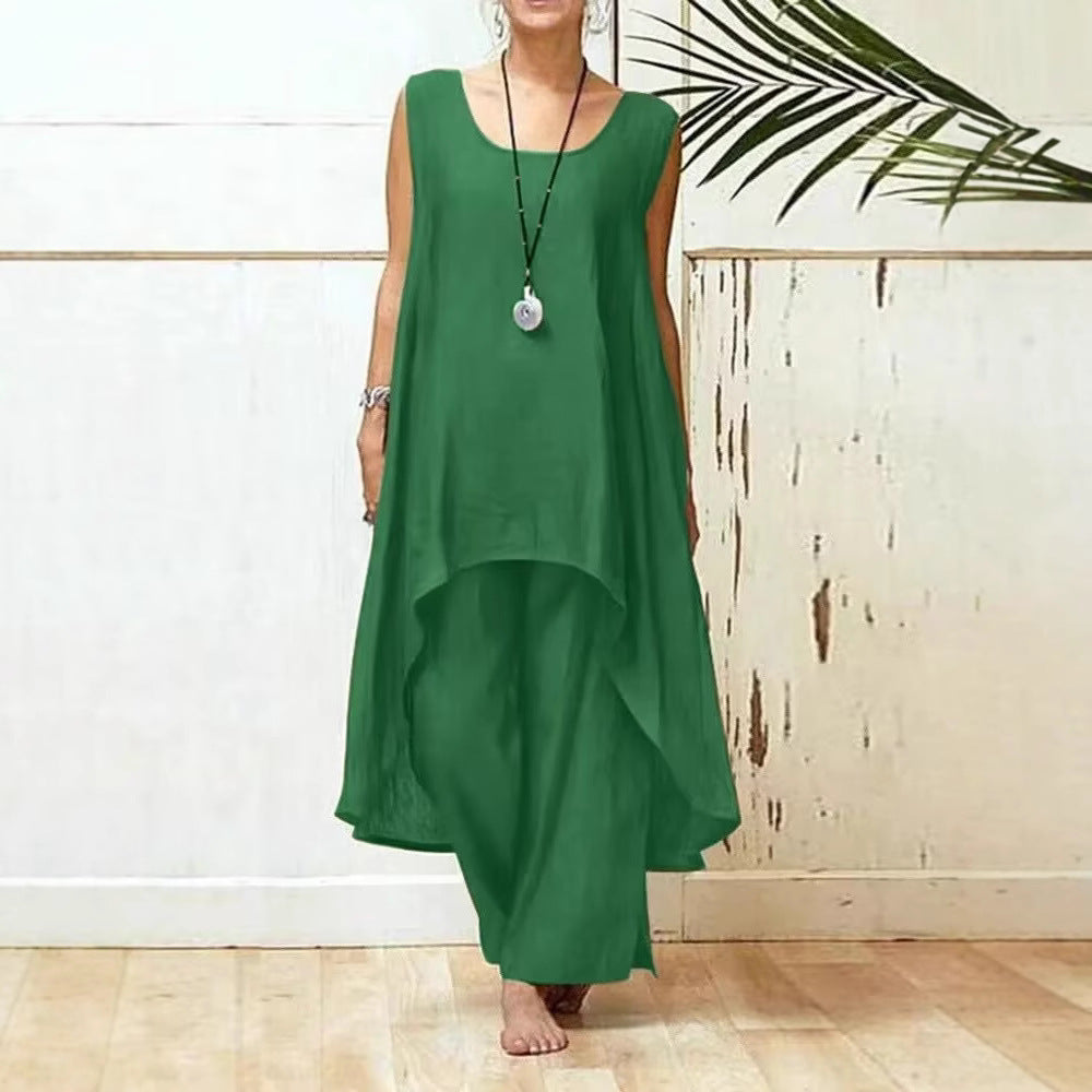 Damen Fließendes Tunika Maxi Overall EB