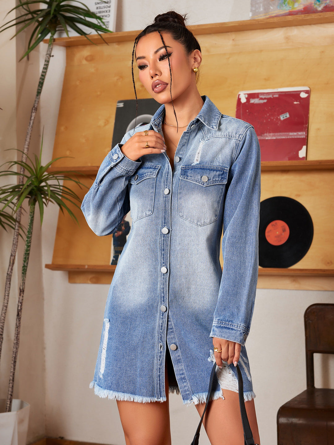 EB | Zerrissene Jeansjacke für Frauen - Stylisch und Lässig