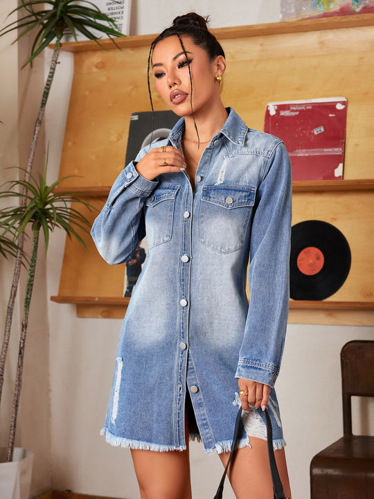 EB | Zerrissene Jeansjacke für Frauen - Stylisch und Lässig