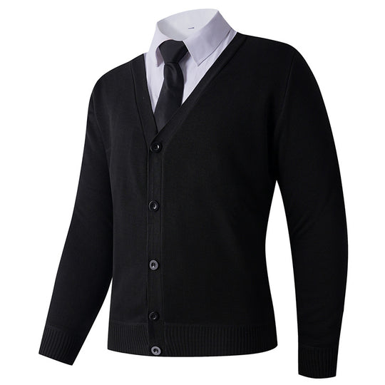 Herren Strickjacke mit V-Ausschnitt und Knopfverschluss EB