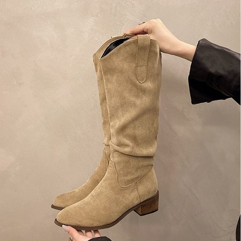 Damen Hohe Wildleder-Stiefel mit elegantem Design EB