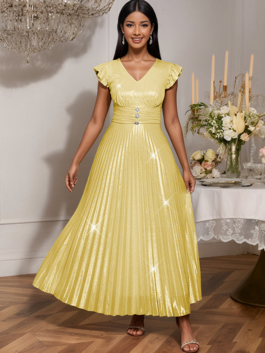 Damen Fließendes Maxikleid mit Raffungen EB