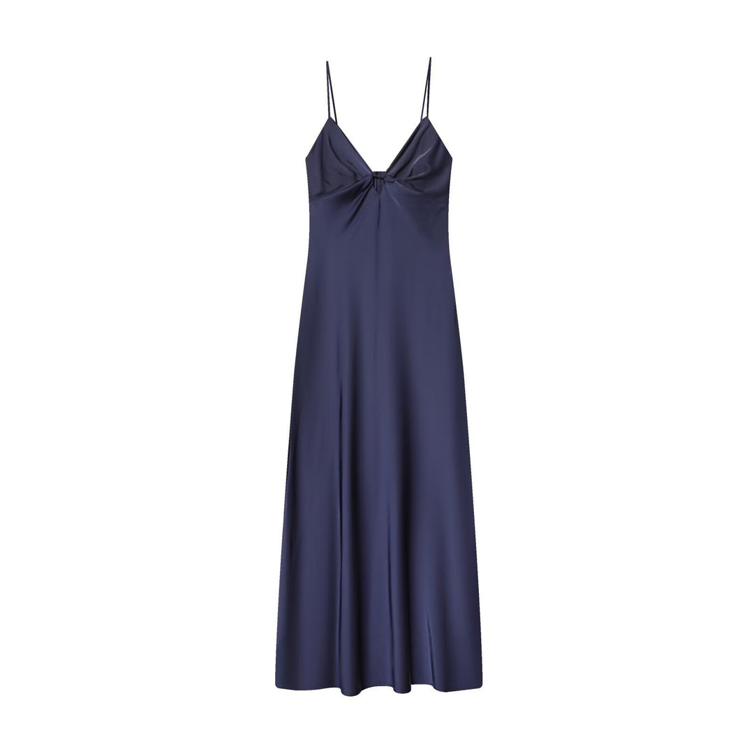 Damen Maxikleid mit elegantem Wasserfallausschnitt und zarter Drapierung EB