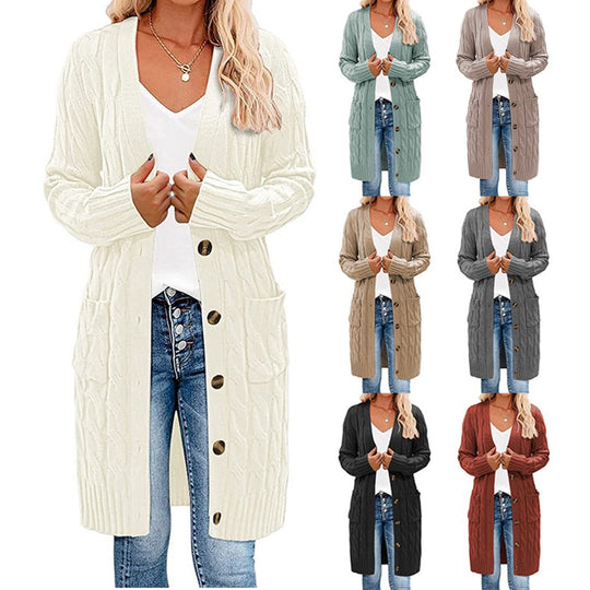 Damen Strickjacke mit tiefem V-Ausschnitt und praktischen Taschen EB