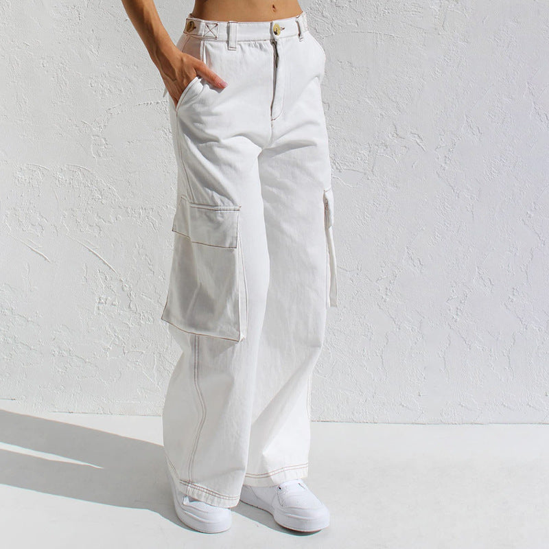 Damen Cargo-Hose mit weitem Bein und praktischen Taschen EB
