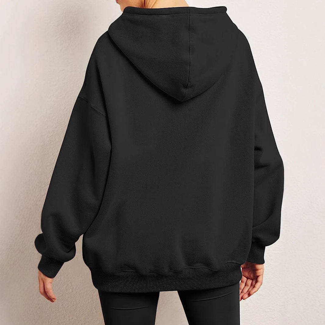 Damen nan Oversize-Kapuzenpullover mit verlängertem Rückenteil, innen angerautem Fleece und Kängurutasche EB