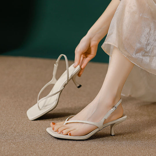 Damen elegante Schlappen mit schickem Riemendesign und komfortablem Absatz EB