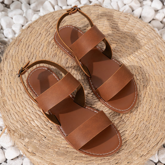 Damen Sommerliche Ledersandalen mit verstellbarem Riemendesign EB