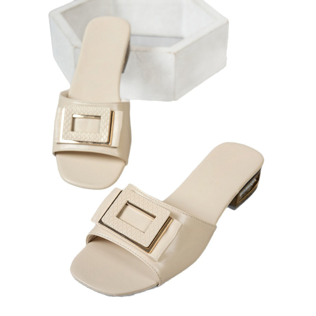 Damen elegante Pantoletten mit modernem Riemendesign und dezentem Glitzerakzent EB
