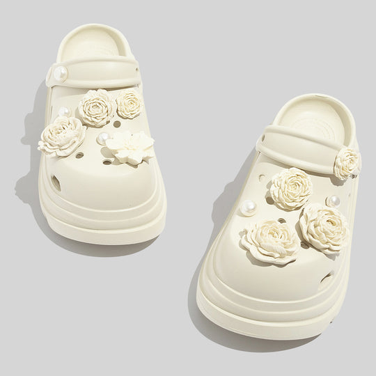Damen Dekorative Clogs mit floralen Applikationen und rutschfester Sohle EB
