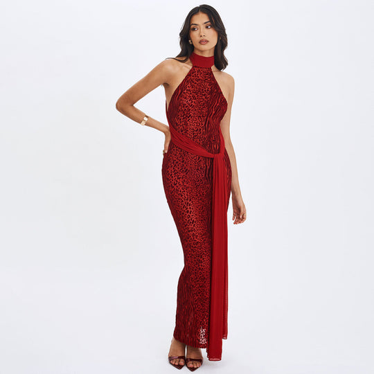 Damen Maxikleid mit aufregendem Wickeldesign und elegantem Halterkragen EB