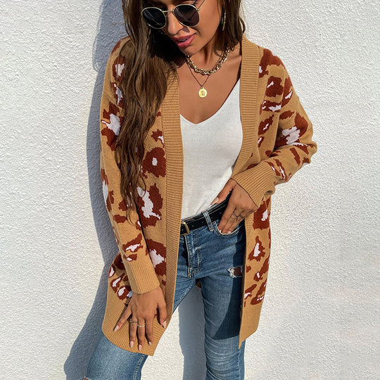 Damen modische Strickjacke mit kreativen Tiermotiven und lässigem Schnitt EB