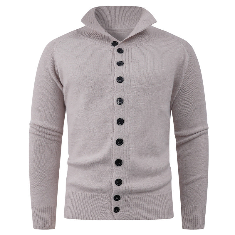 Herren Strickpullover mit hohem Kragen und Knopfverschluss EB