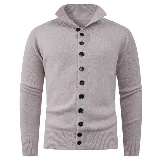 Herren Strickpullover mit hohem Kragen und Knopfverschluss EB