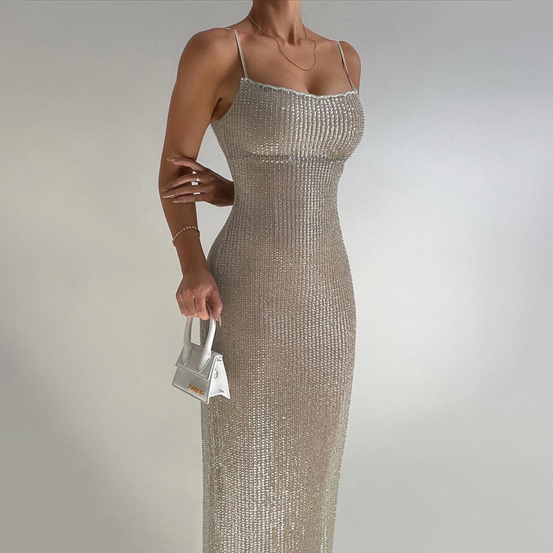 Damen Glamouröses Bodycon-Maxikleid EB