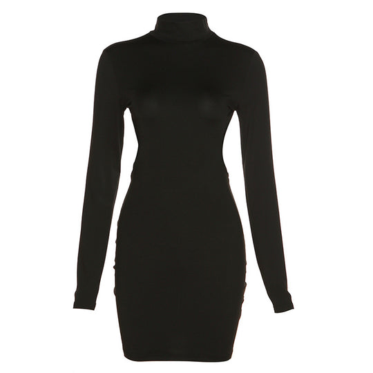 Damen Elegantes figurbetontes Minikleid mit offenem Rücken und langen Ärmeln EB