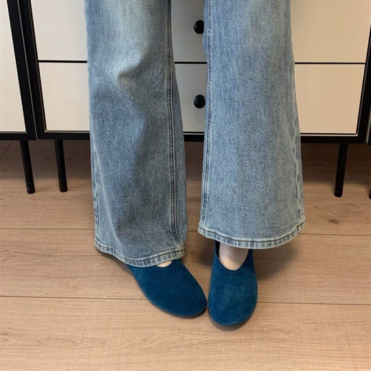 Damen flache Ballerinas aus hochwertigem Veloursleder EB