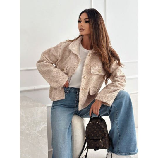 Damen Fleecejacke mit eleganten Knopfdetails und praktischen Taschen EB