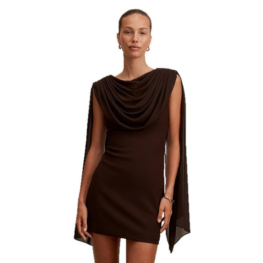 Damen Elegantes Cocktailkleid mit drapierter Schulterpartie und figurbetontem Schnitt EB