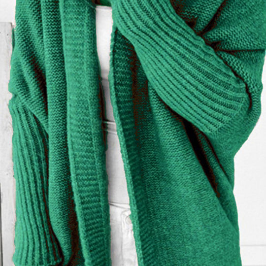 Damen Longline Kapuzen-Strickcardigan mit offener Front EB