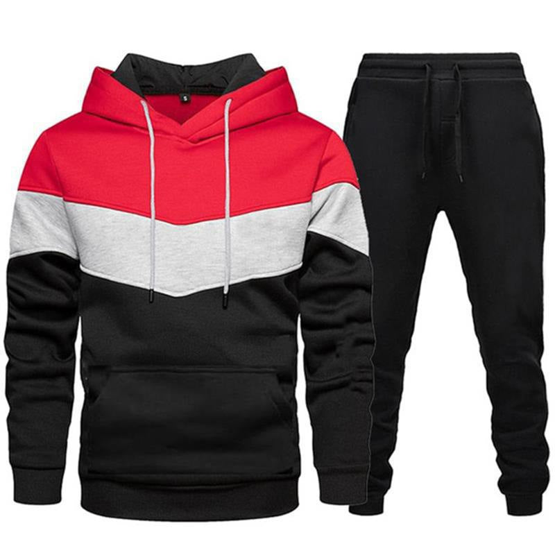 Herren nan zweifarbiges Hoodie-Joggingset mit Kängurutasche, tapered Jogginghose und doppellagiger Kapuze EB