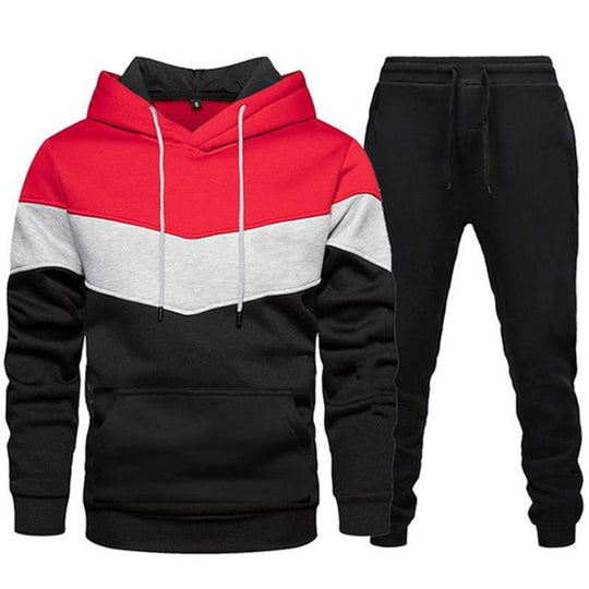 Herren nan zweifarbiges Hoodie-Joggingset mit Kängurutasche, tapered Jogginghose und doppellagiger Kapuze EB