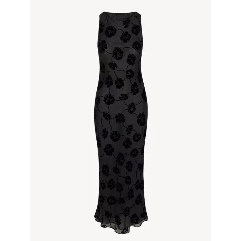 Damen Maxi-Kleid mit floralem Spitzenmuster und elegantem, schwingendem Saum EB