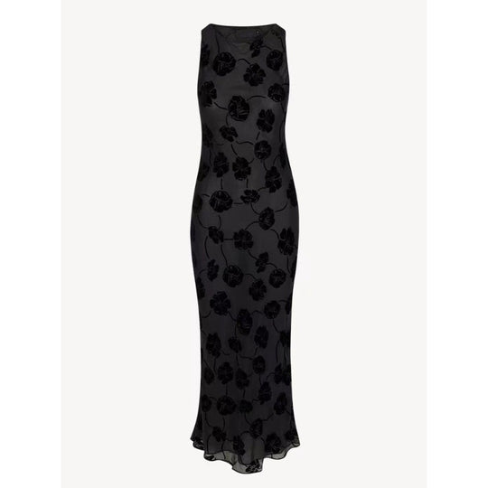 Damen Maxi-Kleid mit floralem Spitzenmuster und elegantem, schwingendem Saum EB