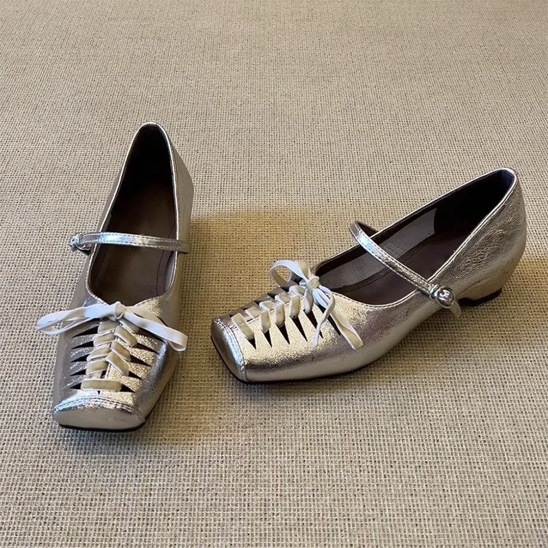 Damen elegante Mary Jane Schuhe mit Glanzfinish EB