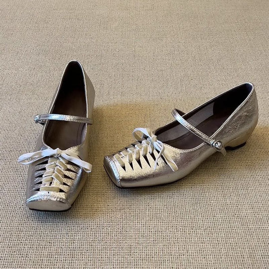 Damen elegante Mary Jane Schuhe mit Glanzfinish EB