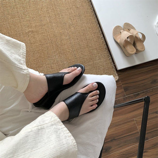 Damen Wedge Zehentrenner-Sandalen mit elegantem Riemendesign EB