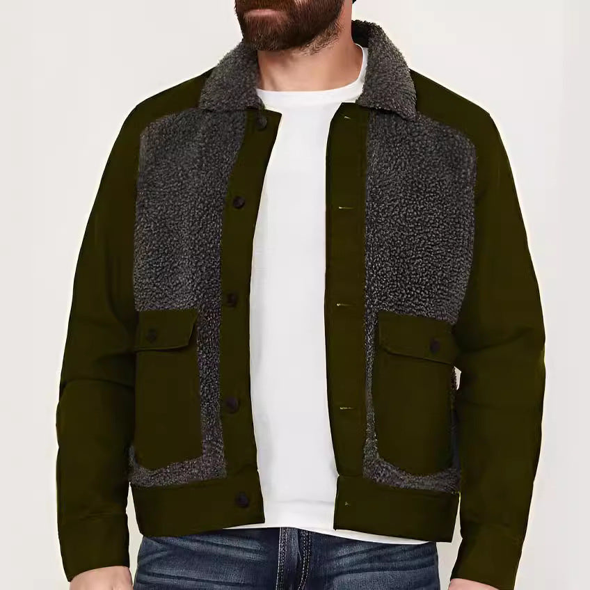 Herren warme Fleecejacke mit praktischen Taschen und weichem Kragen EB