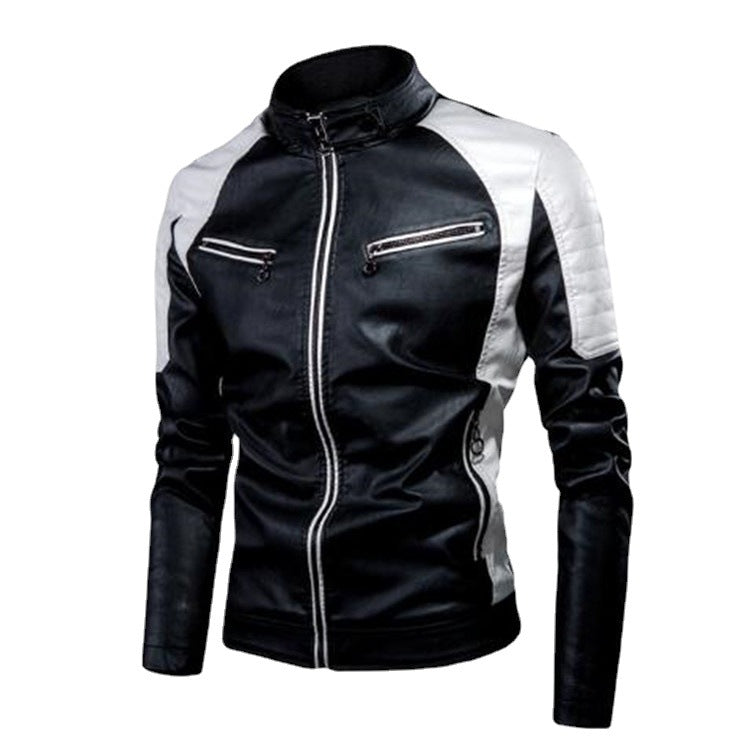 Herren Kunstleder-Pilotenblouson im Rennsportstil mit gesteppter Schulterpartie EB